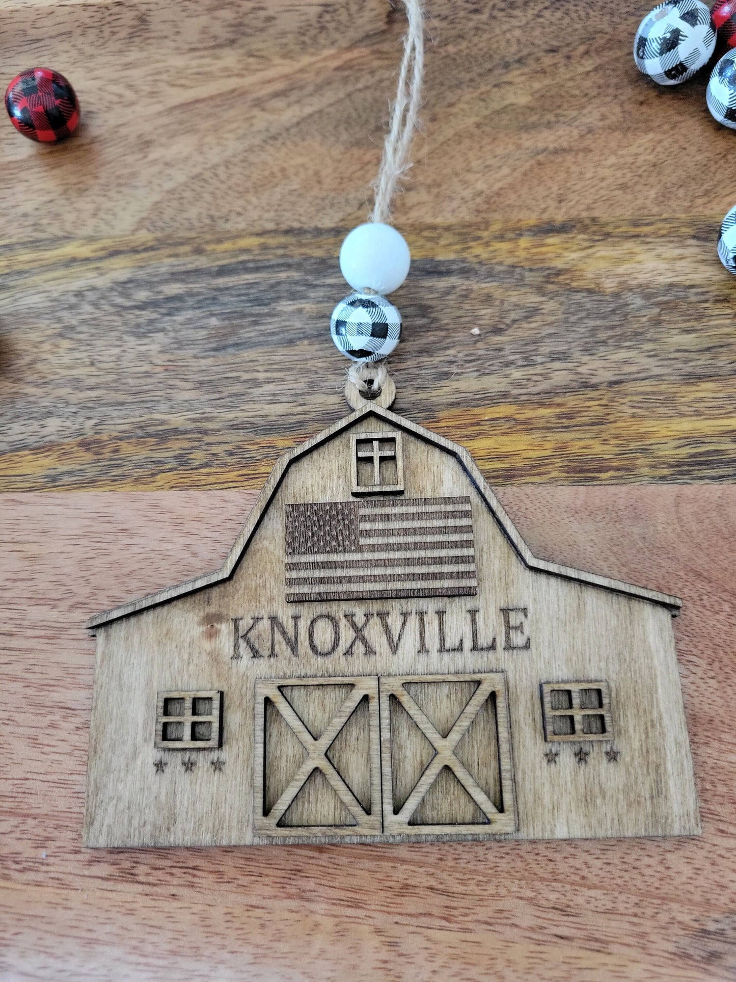 Custom Handcrafted Wooden Barn Christmas Ornament, Cute Gift For Christmas, Hometown styled barn, Laser Cut Precision, Rustic Style Barn